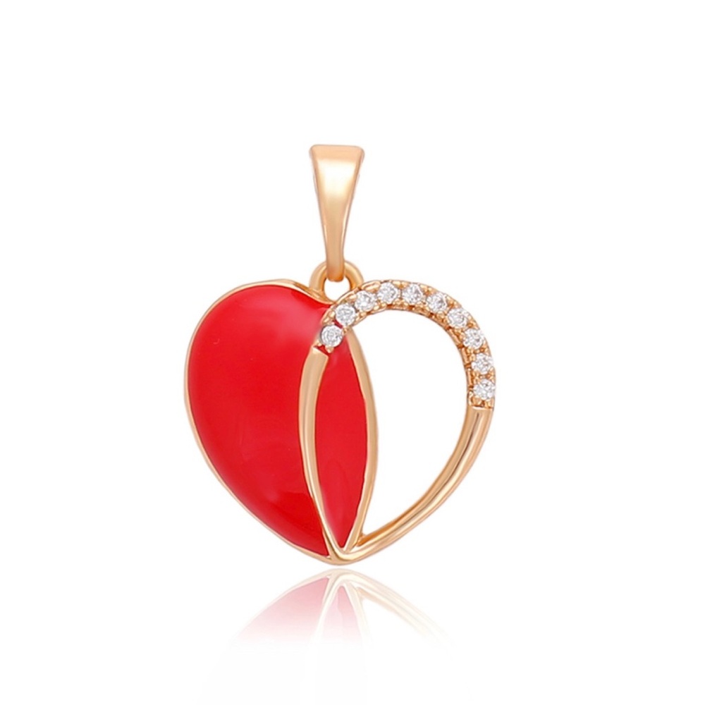 Heart Half Enameled & Half Zircon Necklace | 18K Gold Plated Waterproof Jewelry